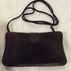Carlo Fellini chocolate brown satin evening bag